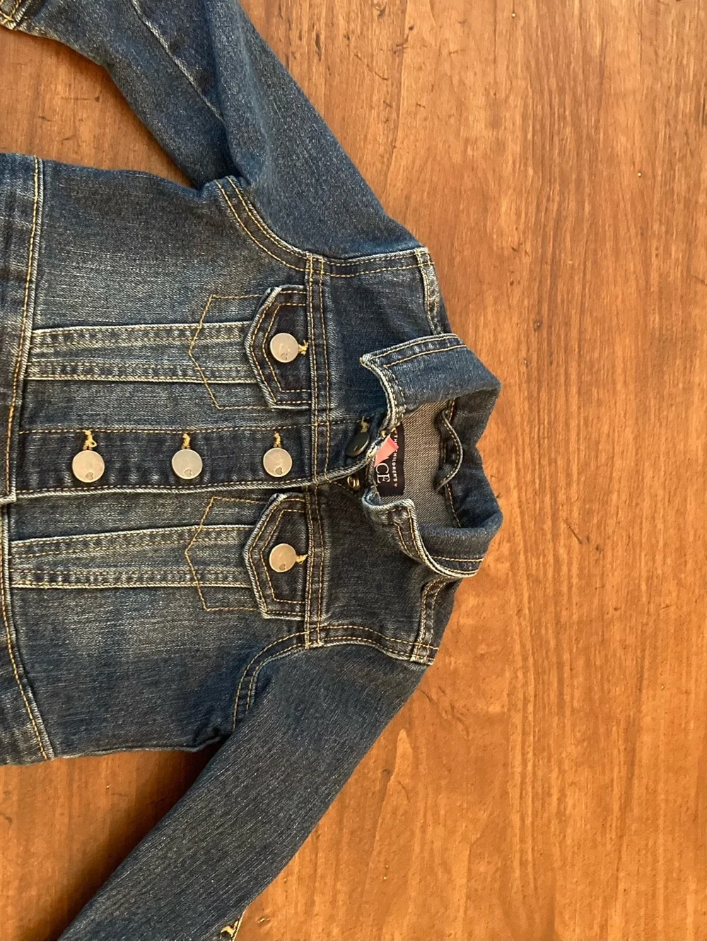 Designer inspired appliqué on Children's Place Dark Blue Denim Jacket
